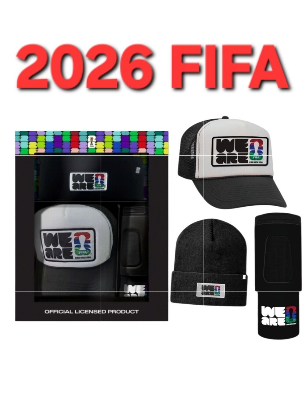 New FIFA World Cup 2026 Trucker Hat, Beanie & Stainless Steel Tumbler Set